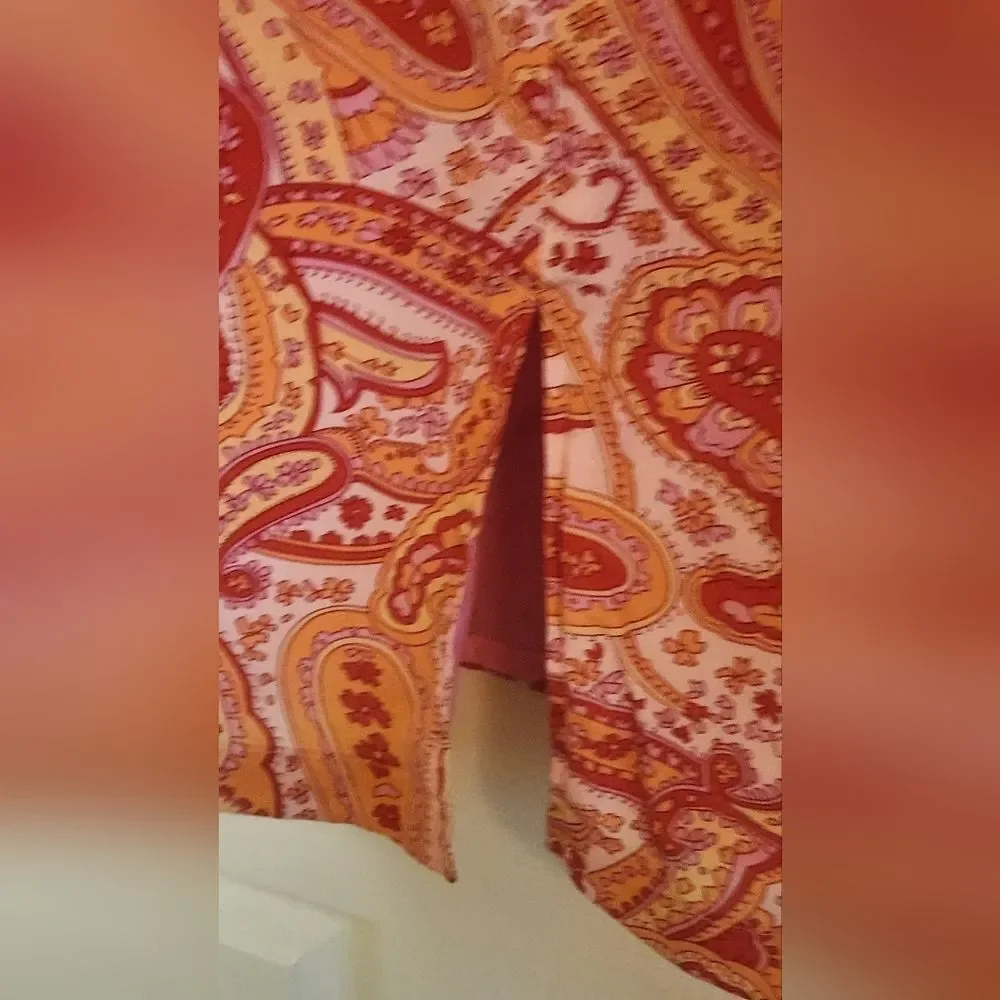 Worthington 12 Paisley Print 100% SILK Orange Pink Lined Zipper Women Mini Skirt